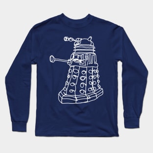 Bad Line Art Dalek in White Long Sleeve T-Shirt